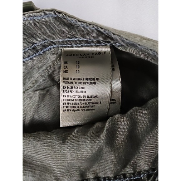 New A&E American Eagle Army Green Utility Shorts Shortie Toggle Adjust Size 10 - Picture 6 of 6